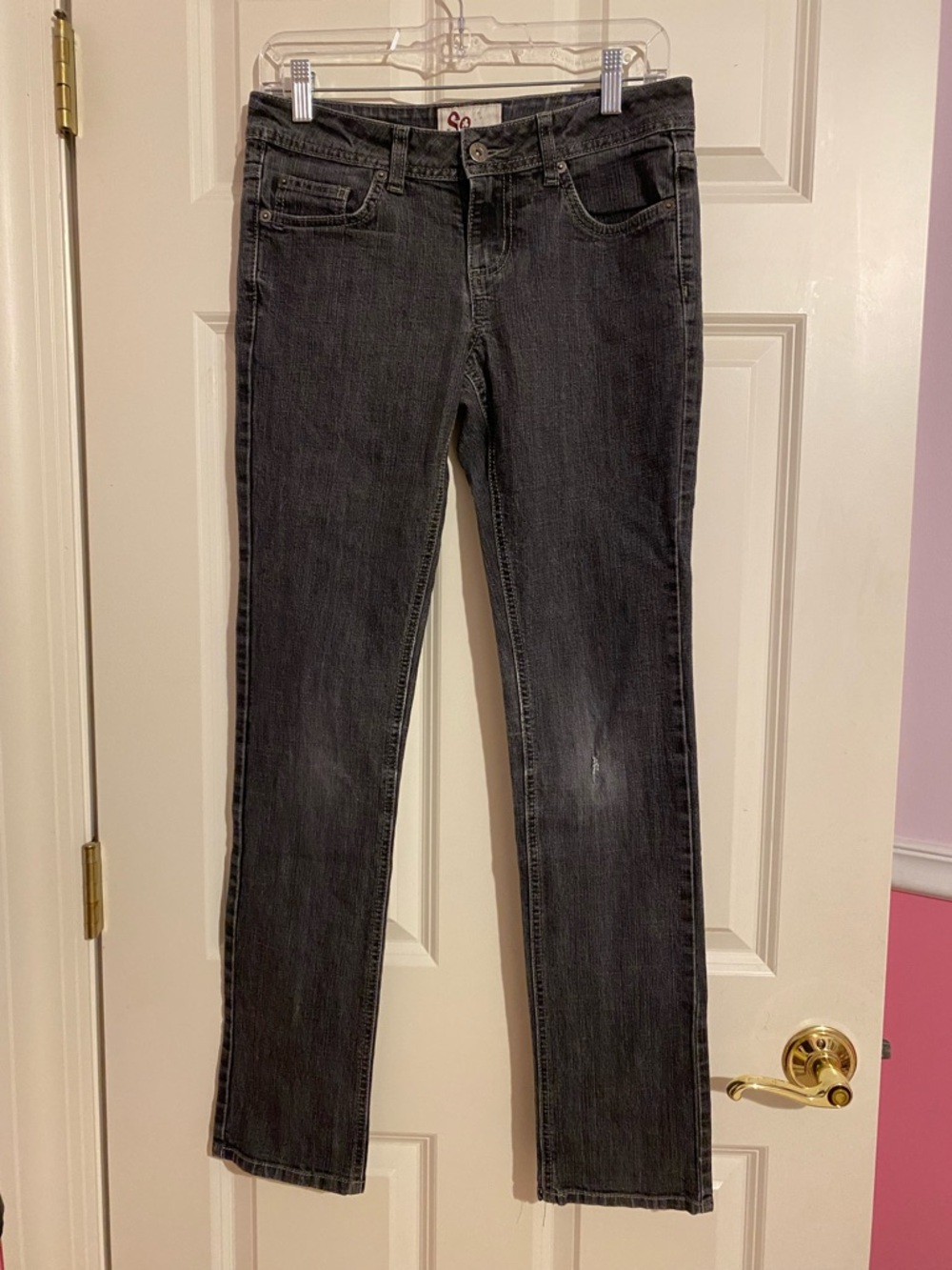 SO dark gray straight denim jeans, juniors size 5